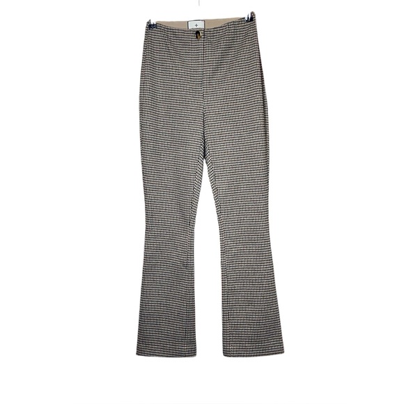 Tuckernuck Pants - Tuckernuck Pants Womens XS Ashford Houndstooth Ponte Kick Flare Brown Mid Rise